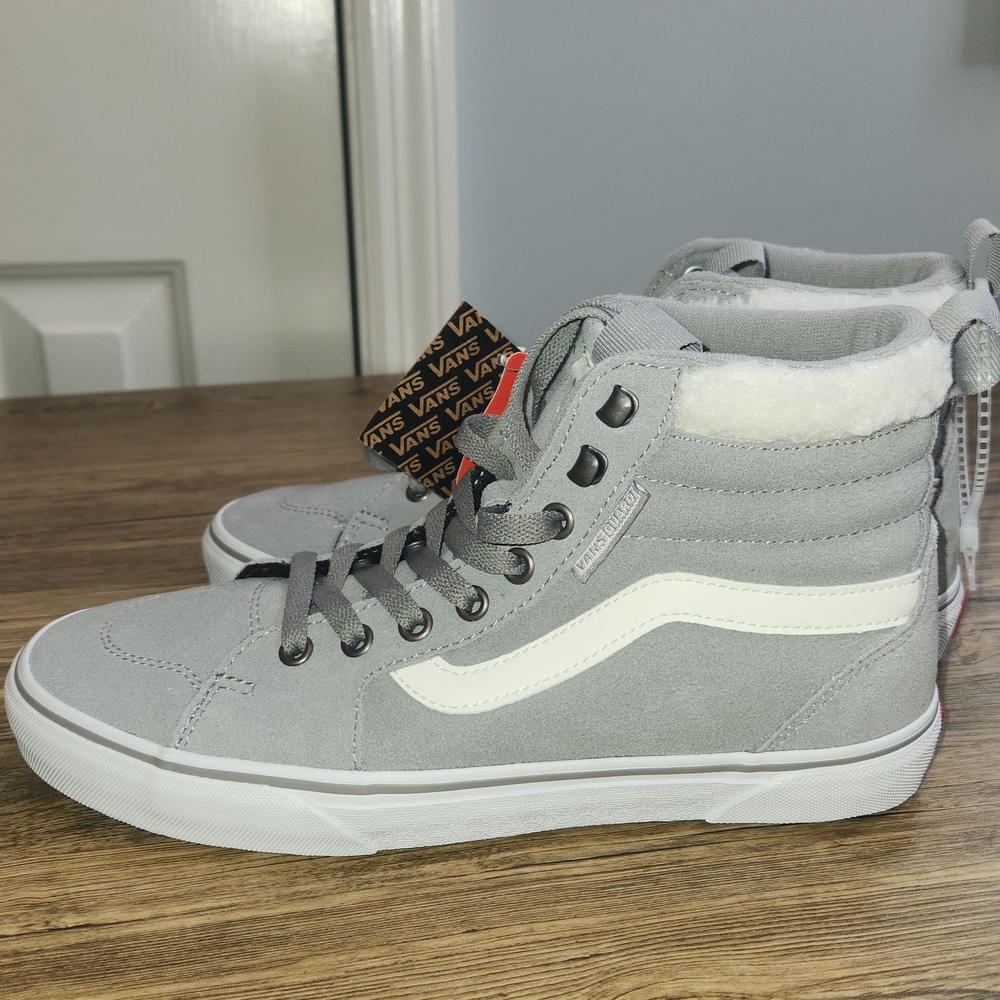 Vans Filmore High Top Sk8 Gray Suede & White Side Stripe Faux Sherpa Women 9.5 - Picture 8 of 11